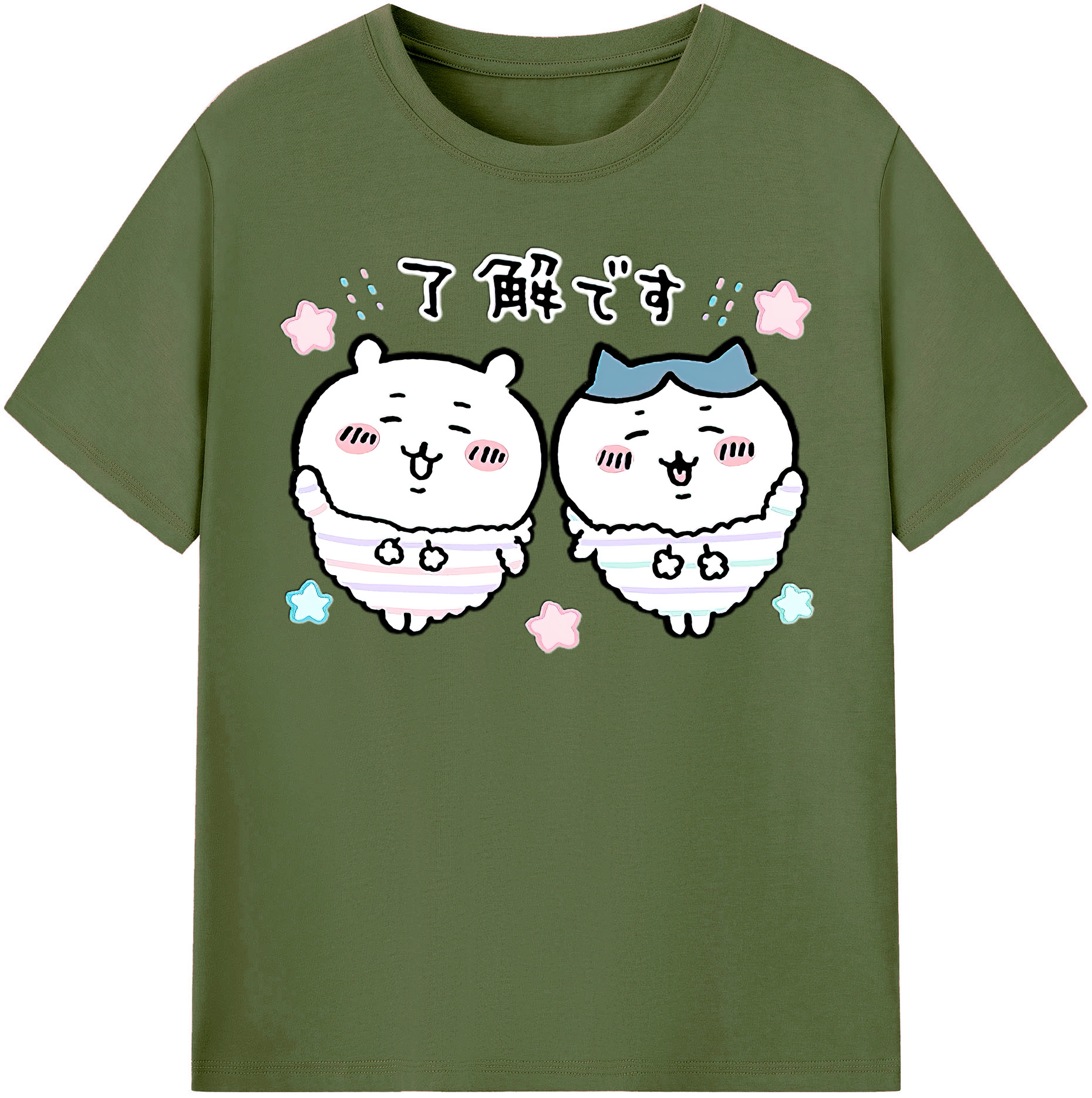 （画像用） ちいかわ ハチワレ Chii-kawa hachiware 綿100％半袖Tシャツ（フロントプリント）